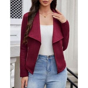 Women's Open Front Burgundy Jacket